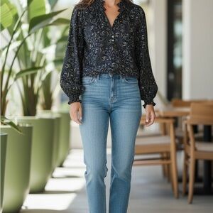 Veronica Beard Light Blue High-Rise Straight Jeans